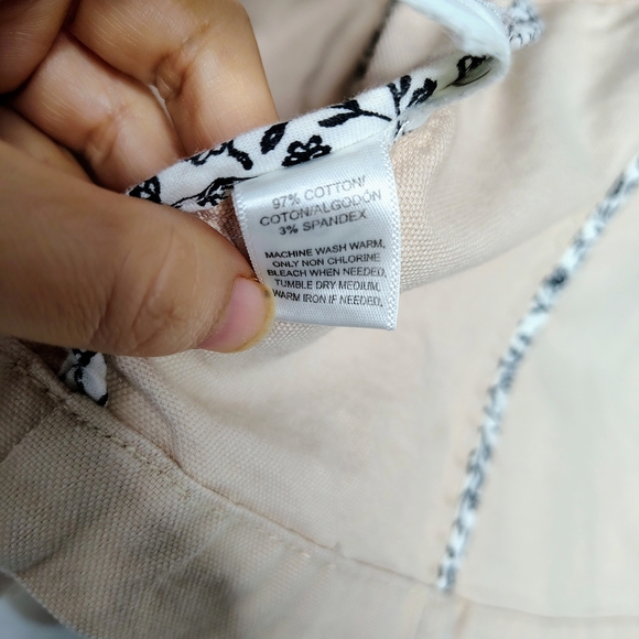 LOFT Cream Utility Jacket Cotton/Stretch Full Zip Snap Buttons ElasticCinch Sz S - Picture 4 of 12